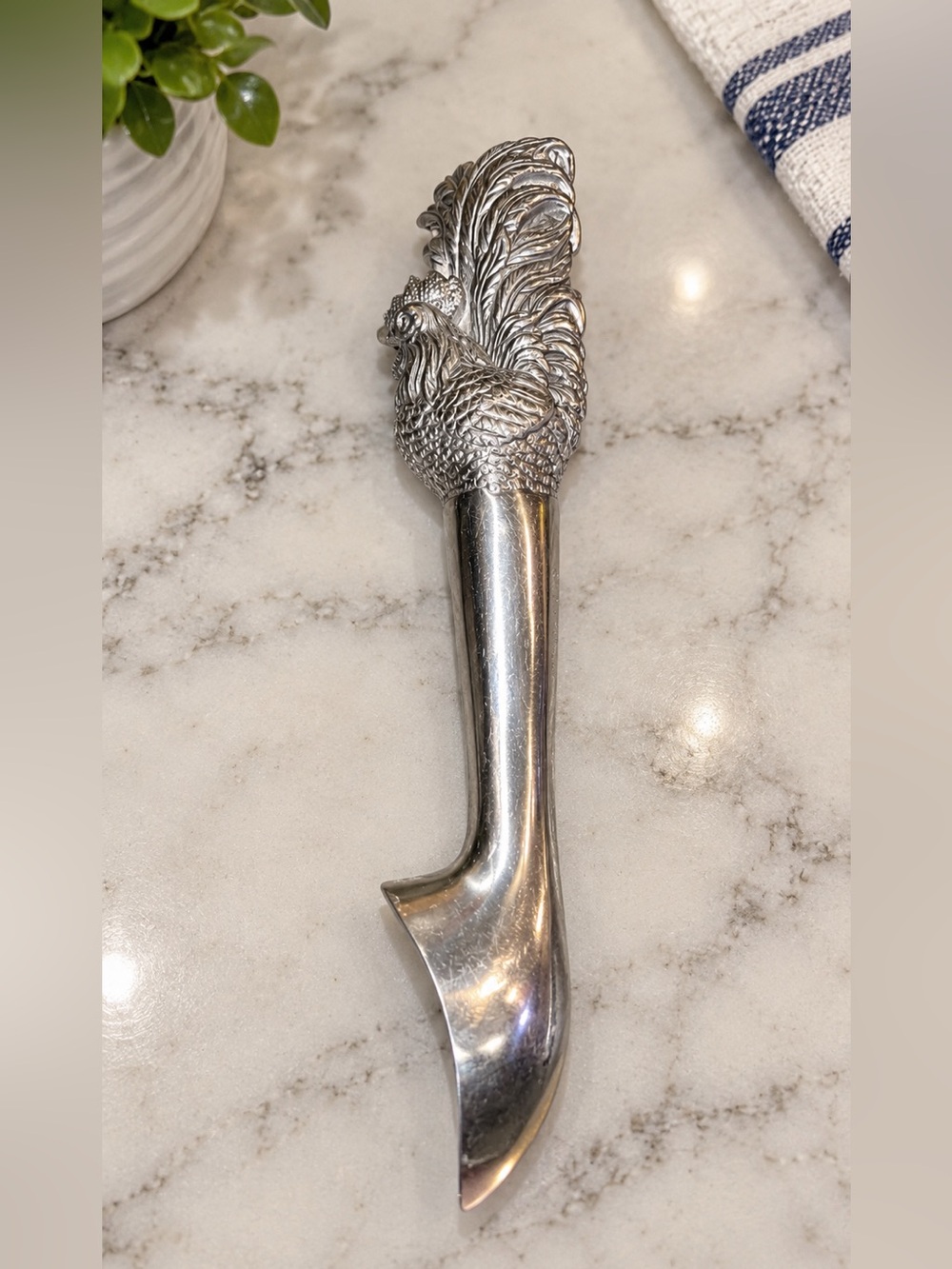 Arthur Court 2005 Rooster Ice Scoop 9.25" Cast Aluminum Farmhouse Barware